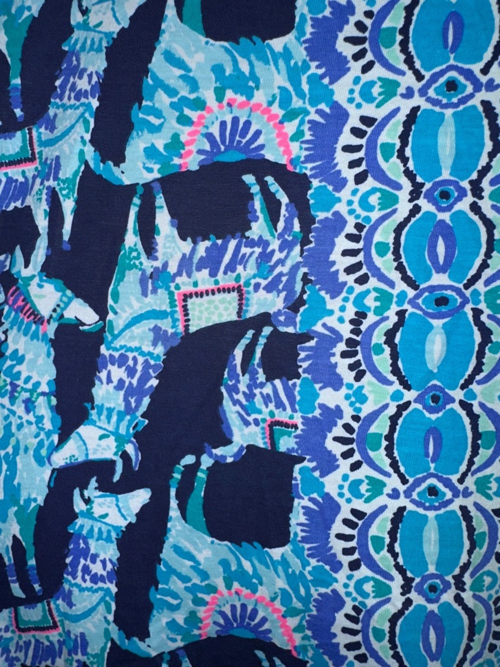 NWOT Lilly Pulitzer, Alpaca Print Pima Cotton Dress, Blue, Size Large (L) - Picture 4 of 12